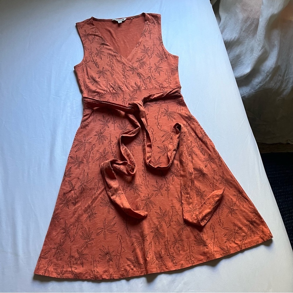 TOAD&CO orange floral print knit tencel organic cotton spandex mini dress‎